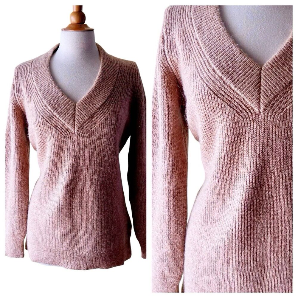 Zara Oatmeal Beige Mohair Wool Blend Sweater - Large